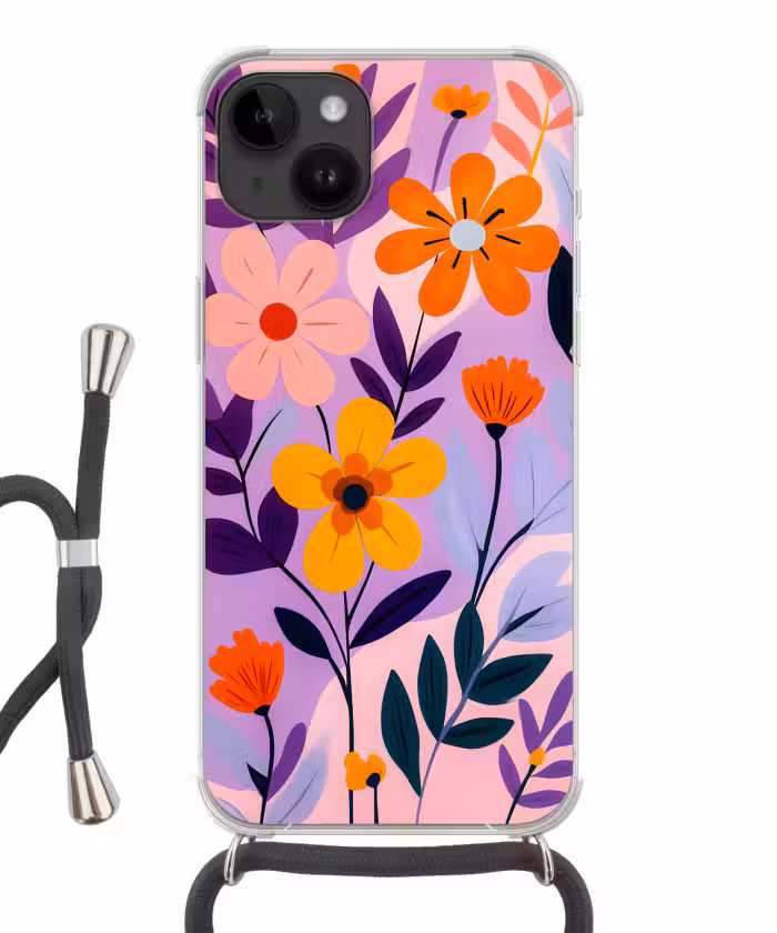 Telefoonhoesje crossbody - Bloemen - Kleurrijk - Bladeren