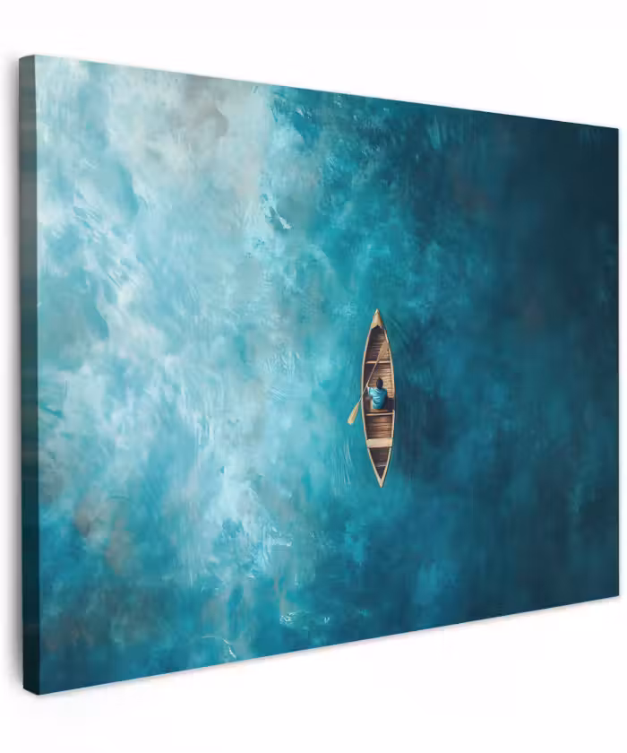 Canvas schilderij - Bootje - Water - Blauw