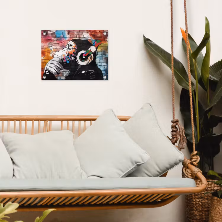 Tuinposter - Aap met Koptelefoon — 5