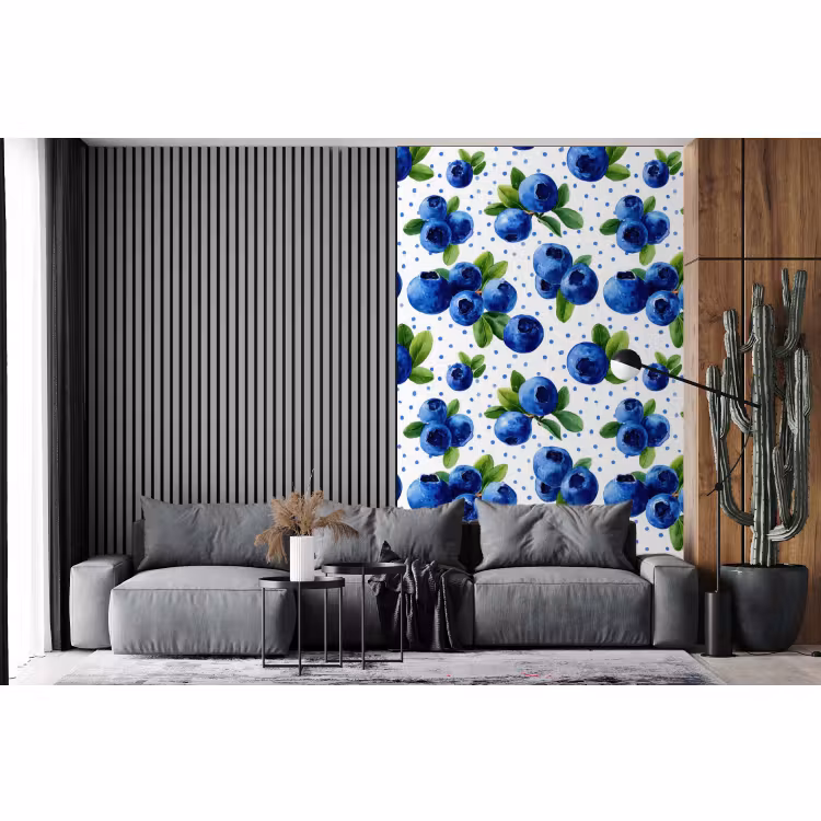 Behang - Bessen - Patroon - Blauw — 2