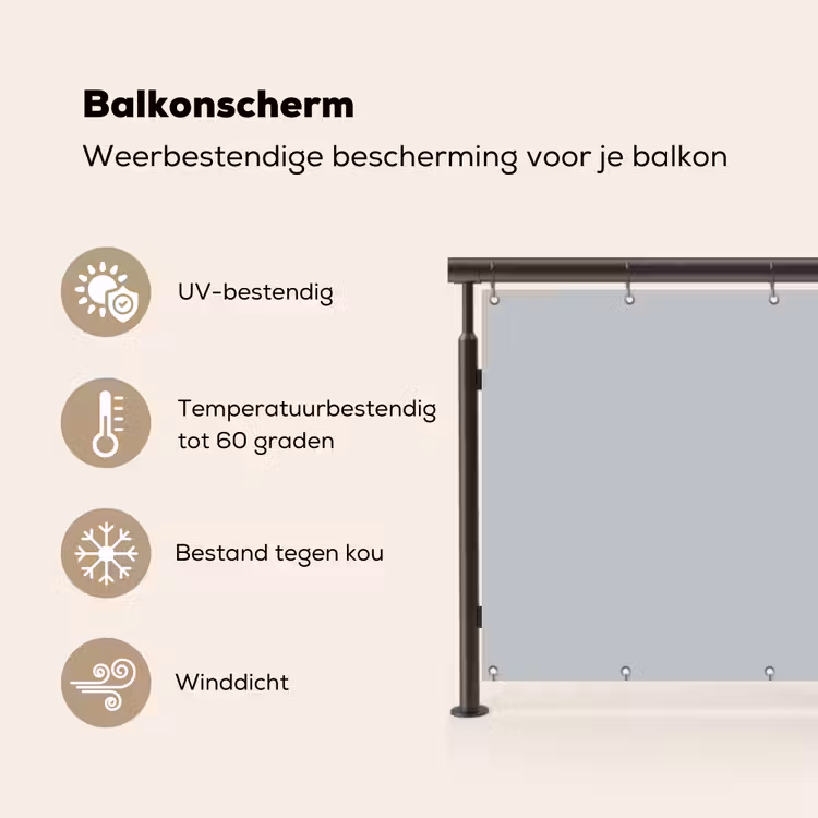 Balkonscherm - Interieur - Grijs - Licht — 3