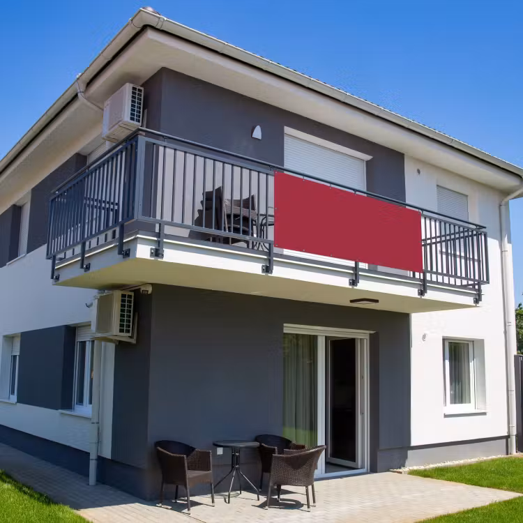Balkonscherm - Rood - Effen kleur — 2