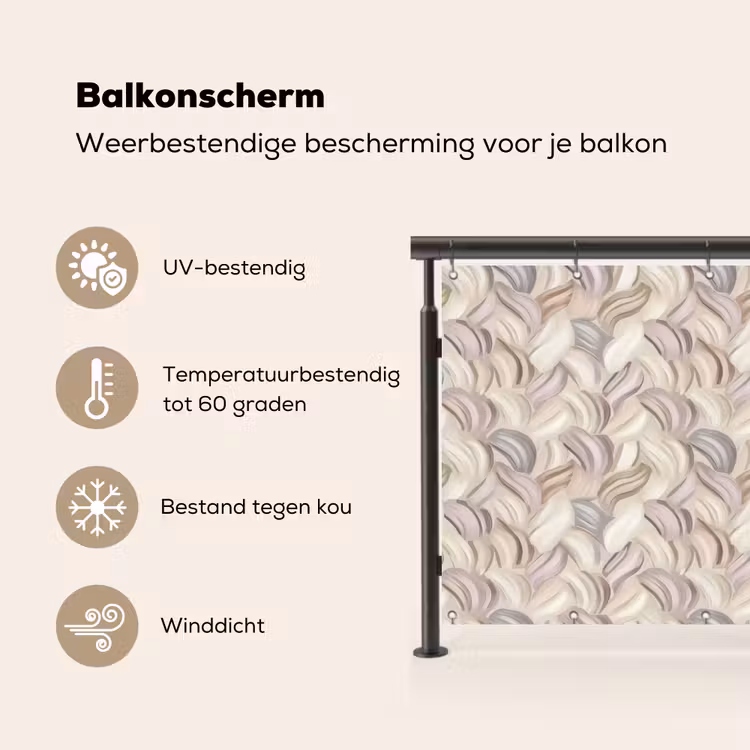 Balkonscherm - Abstract - Golvend - Pastel — 3