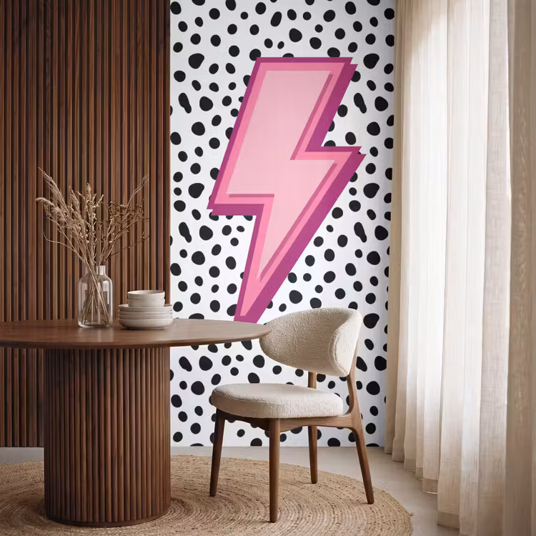 Behang - Bliksem - Roze - Stippen — 4