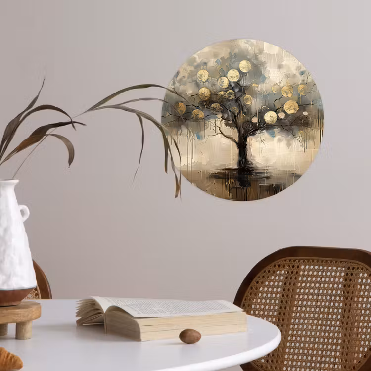 Behangcirkel - Beige - Abstract - Boom - Goud — 4