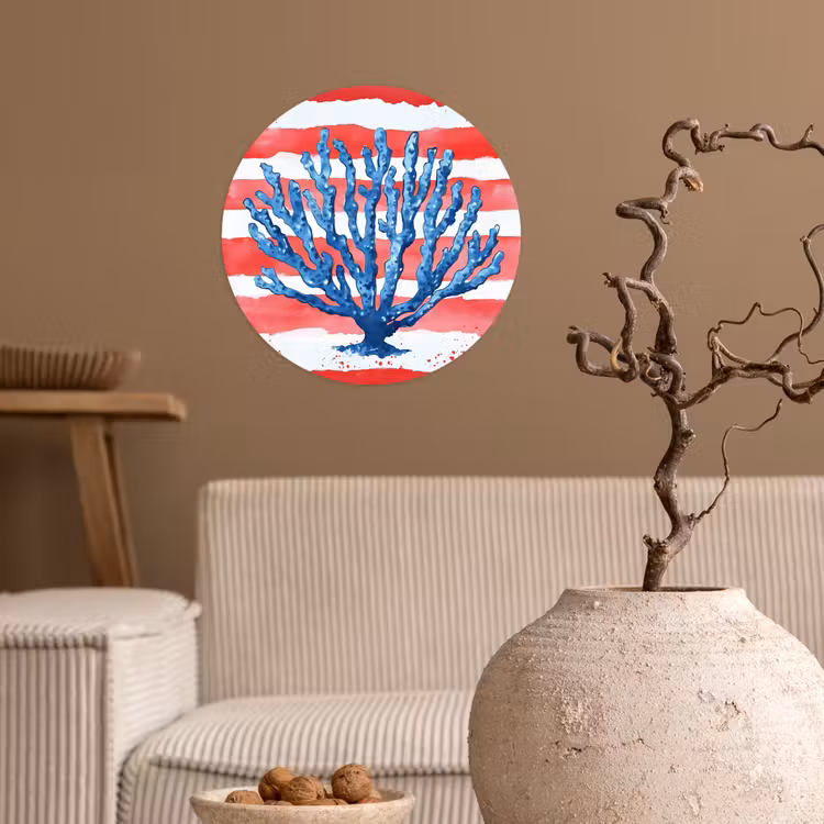 Behangcirkel - Koraal - Verfstructuur - Rood - Blauw — 2