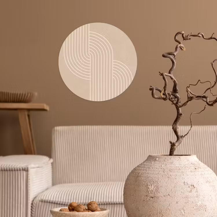 Behangcirkel - Parallelle lijnen - Lichte textuur - Beige — 2