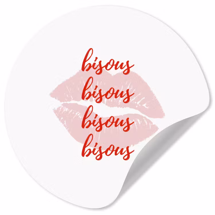 Behangcirkel - Bisous - Lip - Wit - Rood — 1