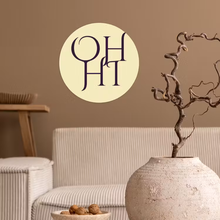 Behangcirkel - Oh hi - Geel - Monogram — 2
