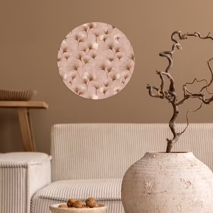Behangcirkel - Ginkgo - Patroon - Roze — 2
