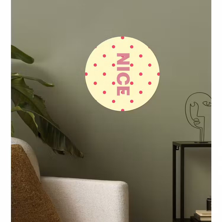 Behangcirkel - Nice - Stippen - Roze - Geel — 3