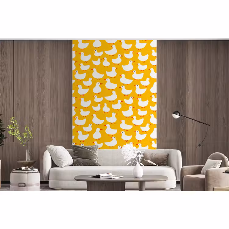 Behang - Eendjes - Patroon - Geel — 3