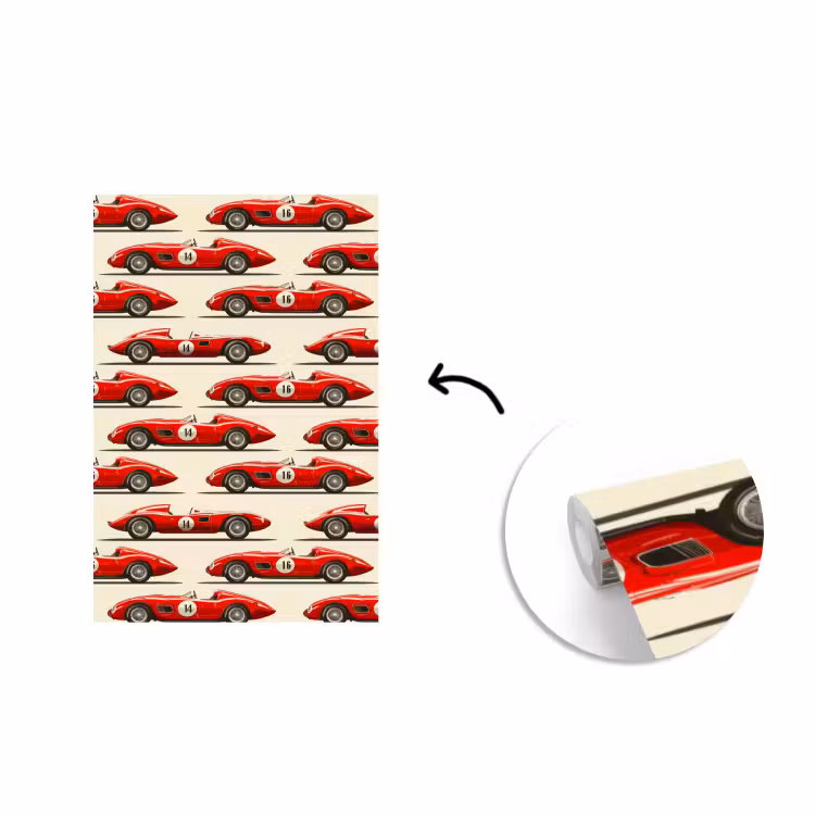 Behang - Raceauto - Retro - Rood — 1