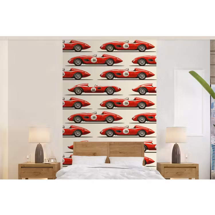 Behang - Raceauto - Retro - Rood — 5
