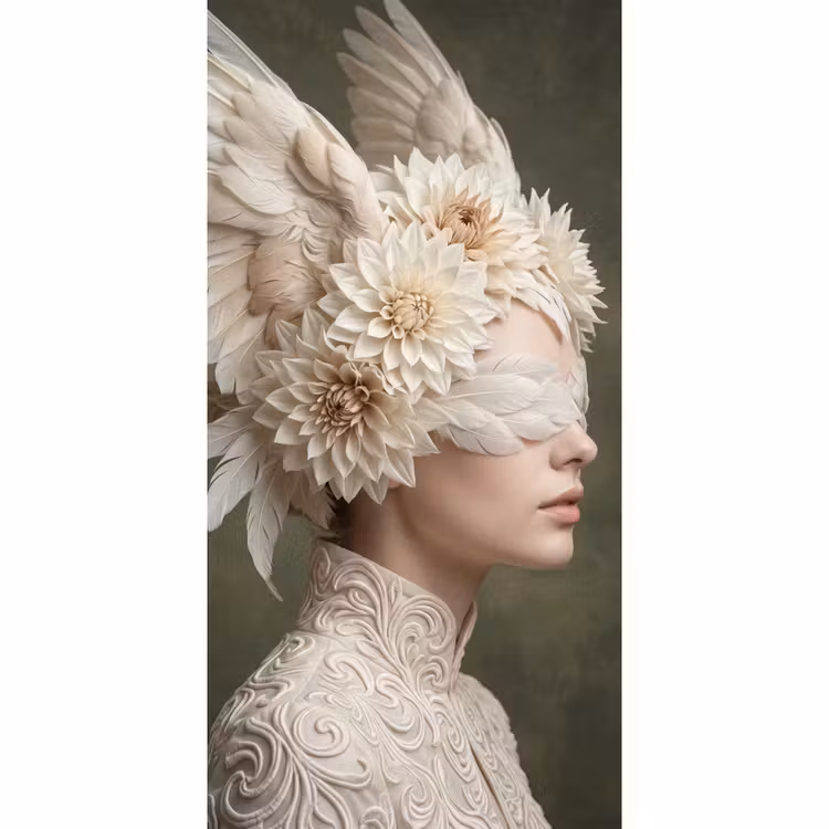 Behang - Vleugels - Vrouw - Wit — 2