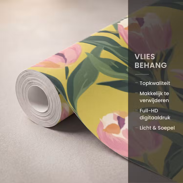 Behang - Tulpen - Botanisch - Geel — 3