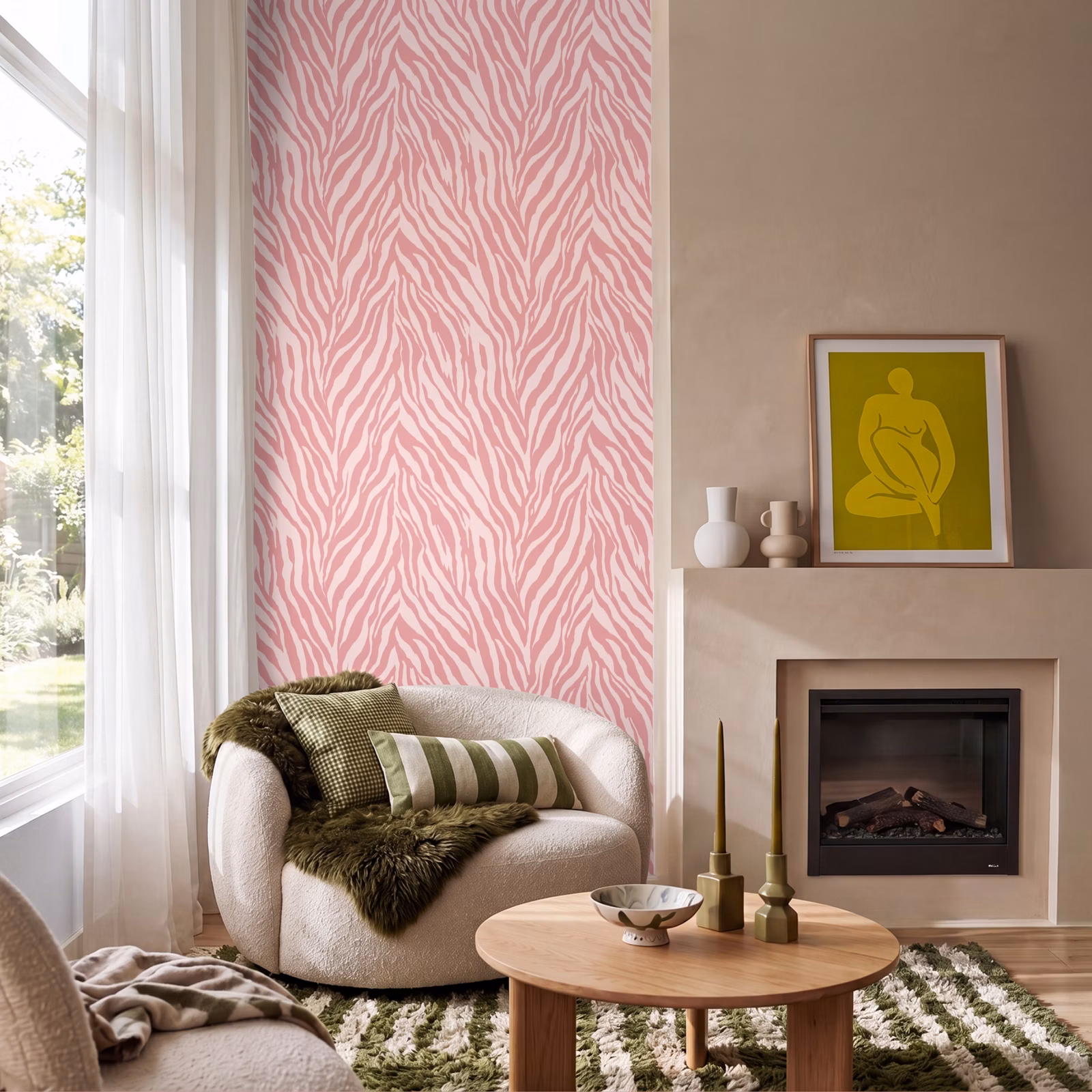 Behang - Zebra - Print - Roze — 1