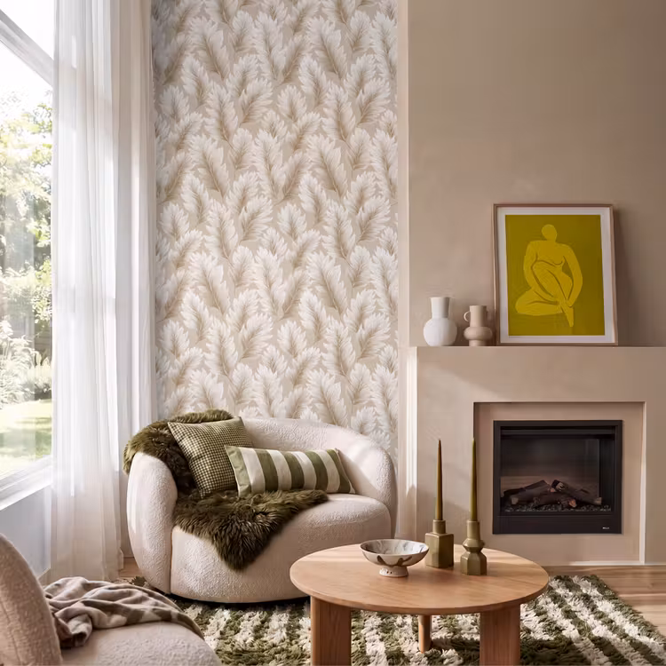 Behang - Botanisch - Patroon - Beige — 1