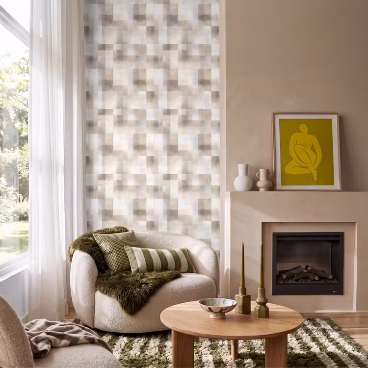 Behang - Textuur - Linnen - Beige — 1