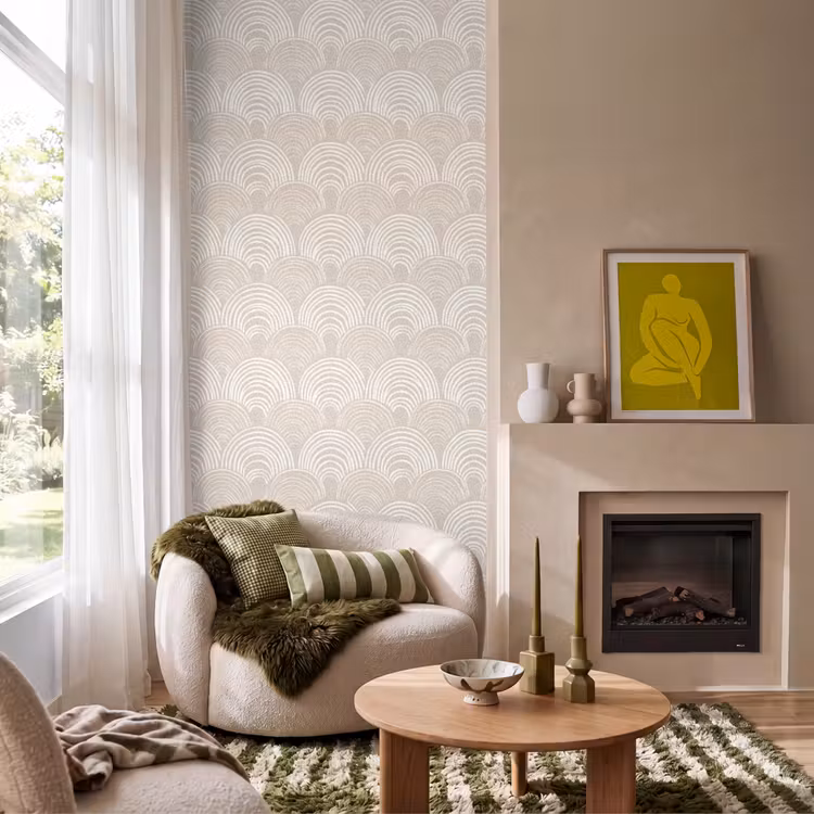 Behang - Golven - Structuur - Beige — 1