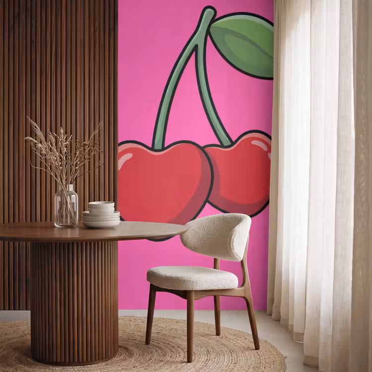 Behang - Kers - Roze - Fruit — 4