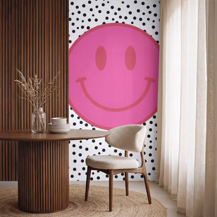 Behang - Smiley - Roze - Stippen — 4