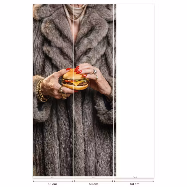 Behang - Vrouw - Hamburger - Bontjas — 6
