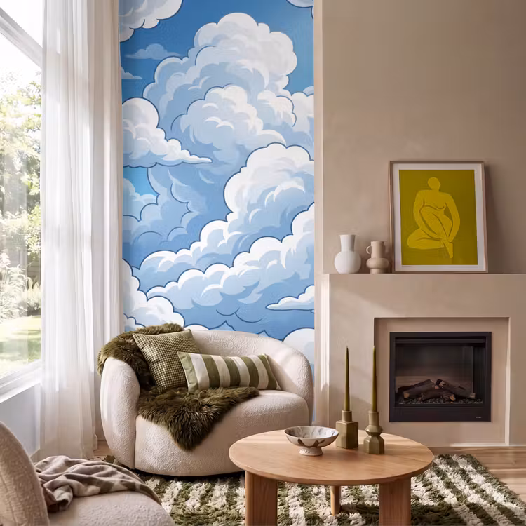 Behang - Wolken - Hemel - Abstract - Wit — 1