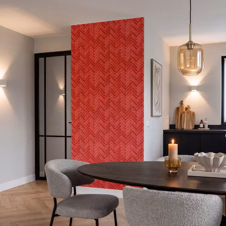 Behang - Visgraat - Tegel - Rood — 5