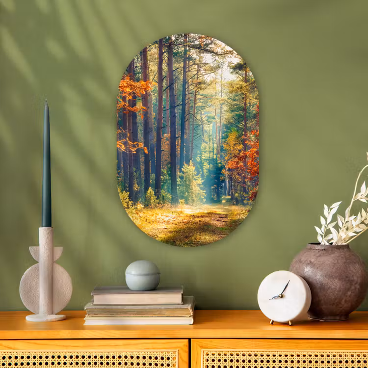 Muurovaal - Kunststof - Bos - Zon - Natuur - Herfst — 1