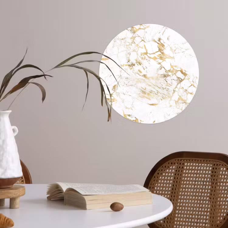 Behangcirkel - Wit - Marmer - Luxe - Goud — 4