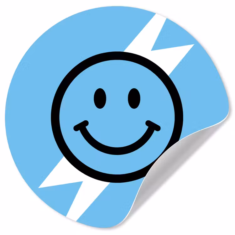 Behangcirkel - Smiley - Blauw - Bliksem — 1