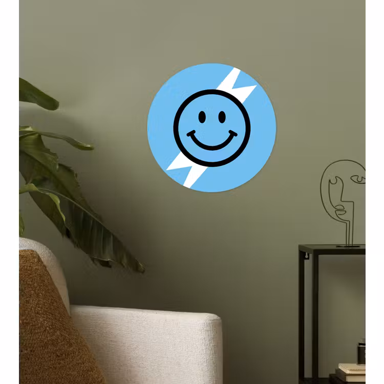 Behangcirkel - Smiley - Blauw - Bliksem — 3