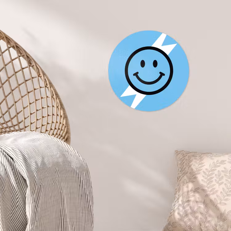 Behangcirkel - Smiley - Blauw - Bliksem — 5