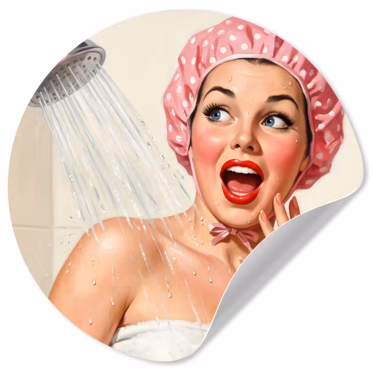 Behangcirkel - Vrouw - Douche - Roze — 1