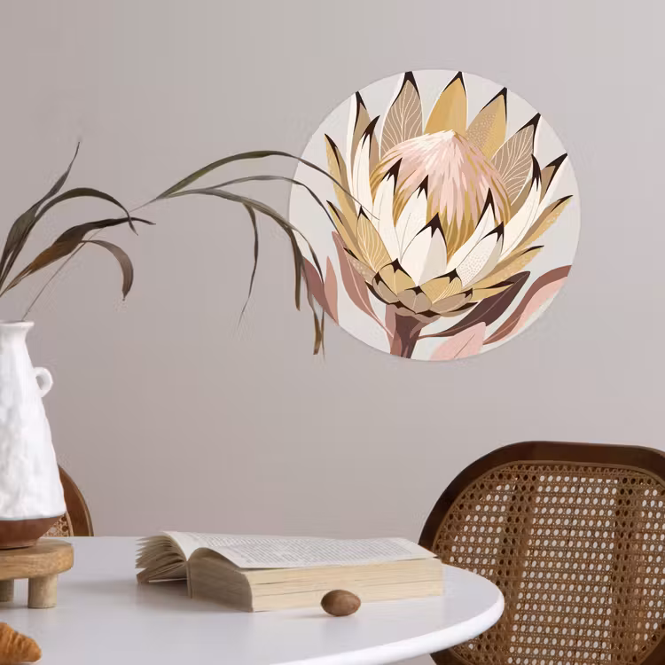 Behangcirkel - Protea - Bloem - Botanisch - Beige — 4