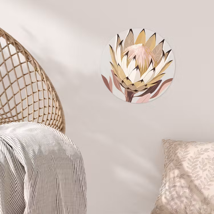 Behangcirkel - Protea - Bloem - Botanisch - Beige — 5