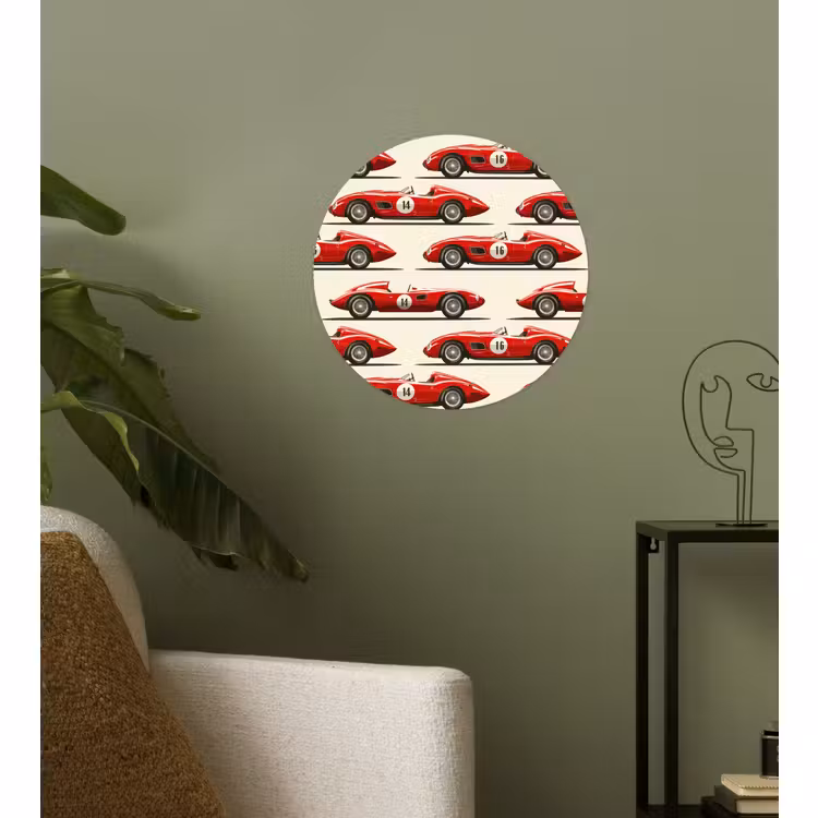 Behangcirkel - Raceauto - Retro - Rood — 3