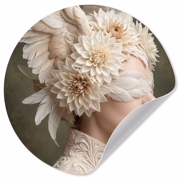 Behangcirkel - Vleugels - Vrouw - Wit — 1