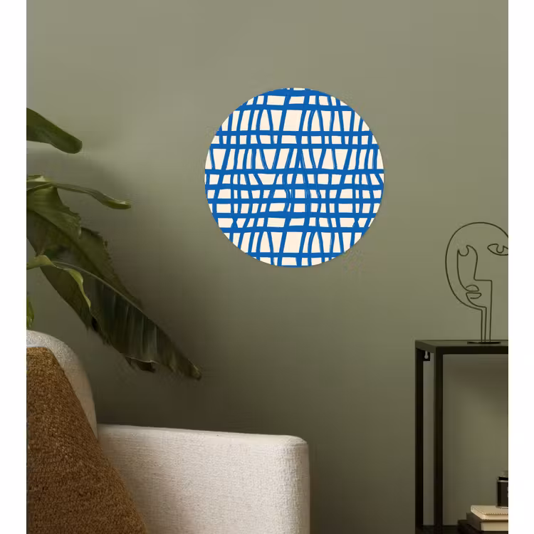 Behangcirkel - Ruitpatroon - Blauw - Crème — 3