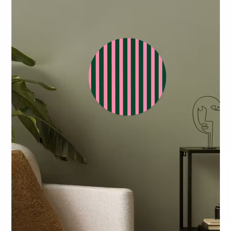 Behangcirkel - Verticale strepen - Groen - Roze — 3