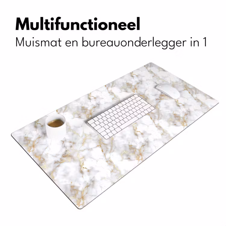 Bureau onderlegger - Gouden aders - Marmer - Wit — 7