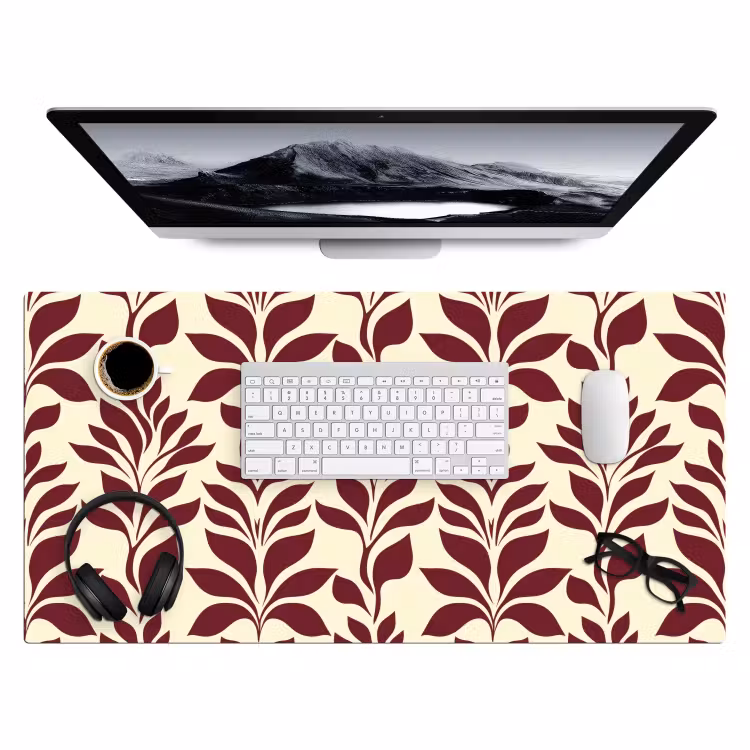 Bureau onderlegger - Abstract - Bladeren - Burgundy — 4