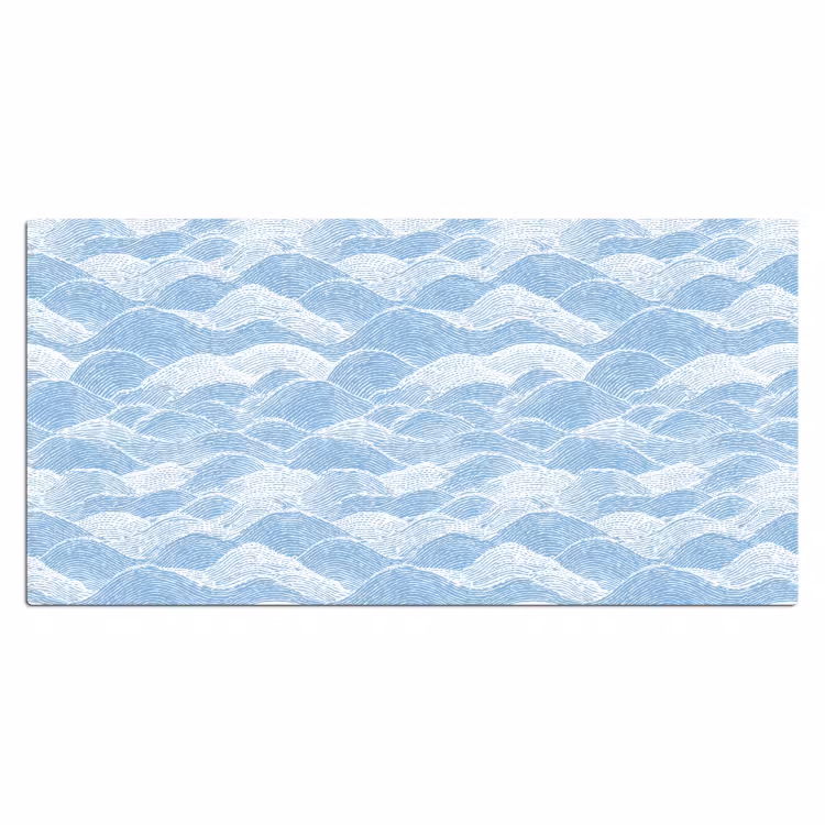 Bureau onderlegger - Blauw - Wit - Golven - Getekend — 2