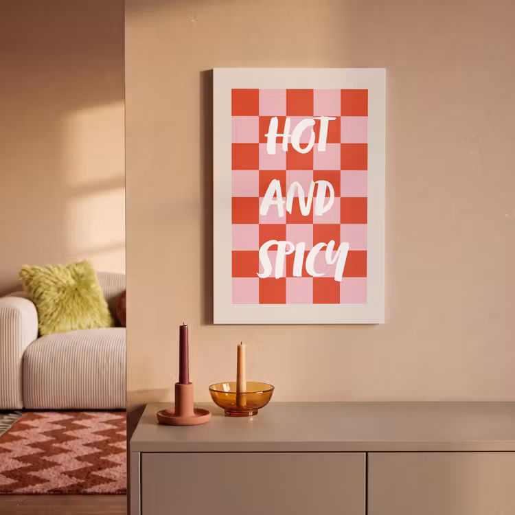 Canvas schilderij - Hot - Spicy - Geruit - Rood — 1