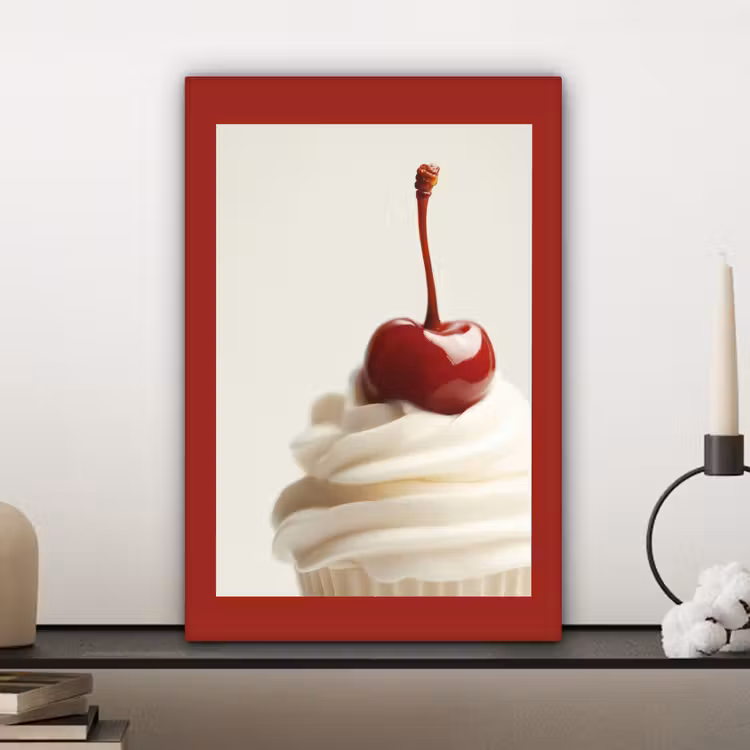 Canvas schilderij - Cupcake - Kers - Rood — 4