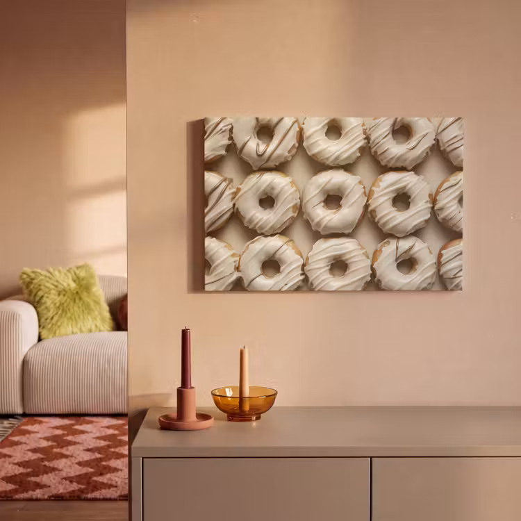 Canvas schilderij - Donuts - Chocolade - Wit - Beige — 1