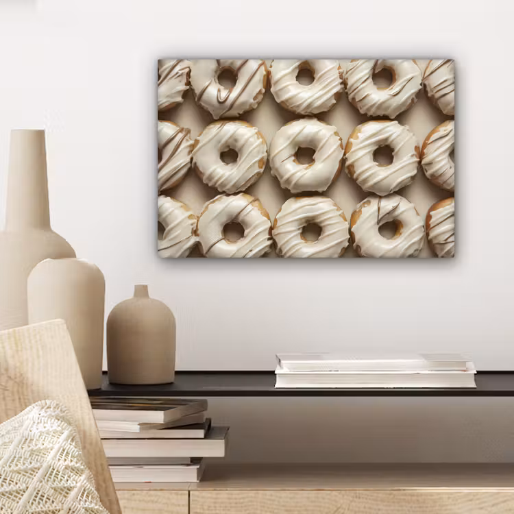 Canvas schilderij - Donuts - Chocolade - Wit - Beige — 4