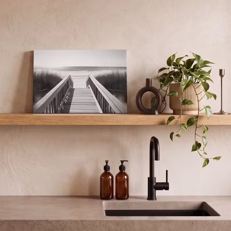 Canvas schilderij - Loopbrug - Hout - Strand - Zee — 2