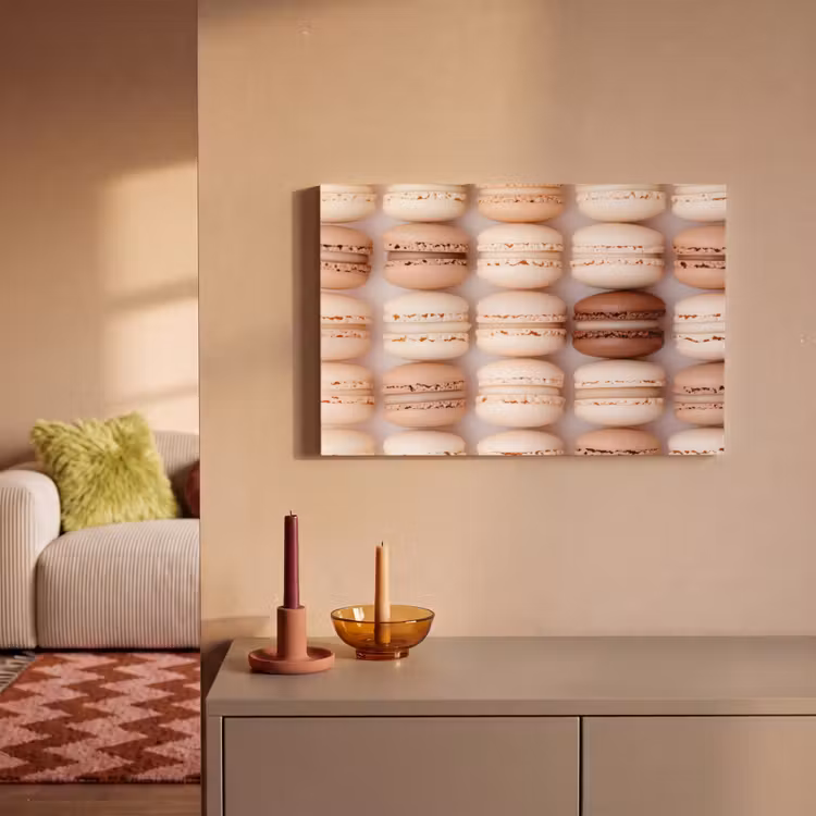 Canvas schilderij - Macarons - Beige - Bruin — 1